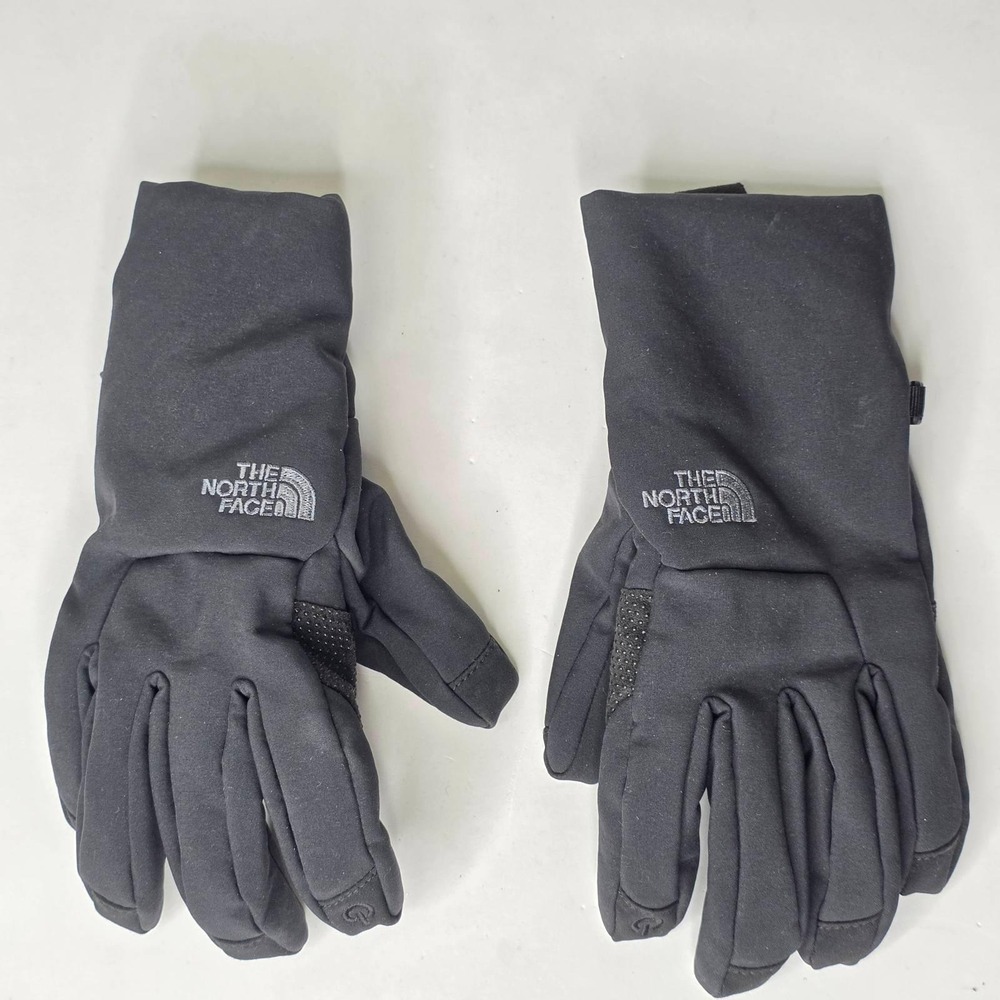 The North Face Etip Black Touchscreen Gloves Fleece Lined Silicone Grip Palm M